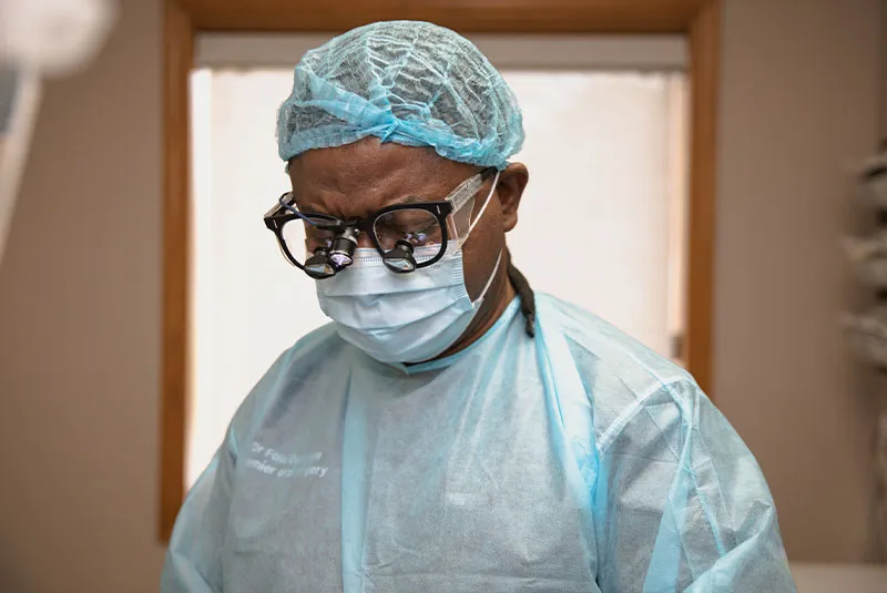 The doctor wearing a PPE
