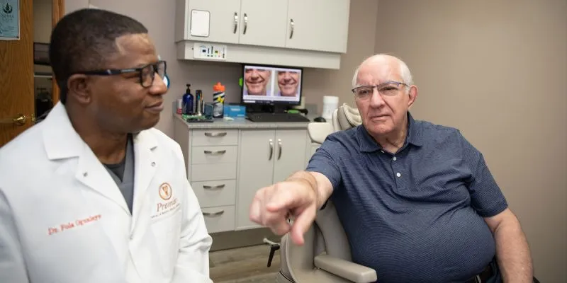 The doctor with a middle-aged male patient