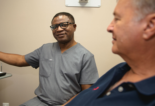 the doctor with a male patient